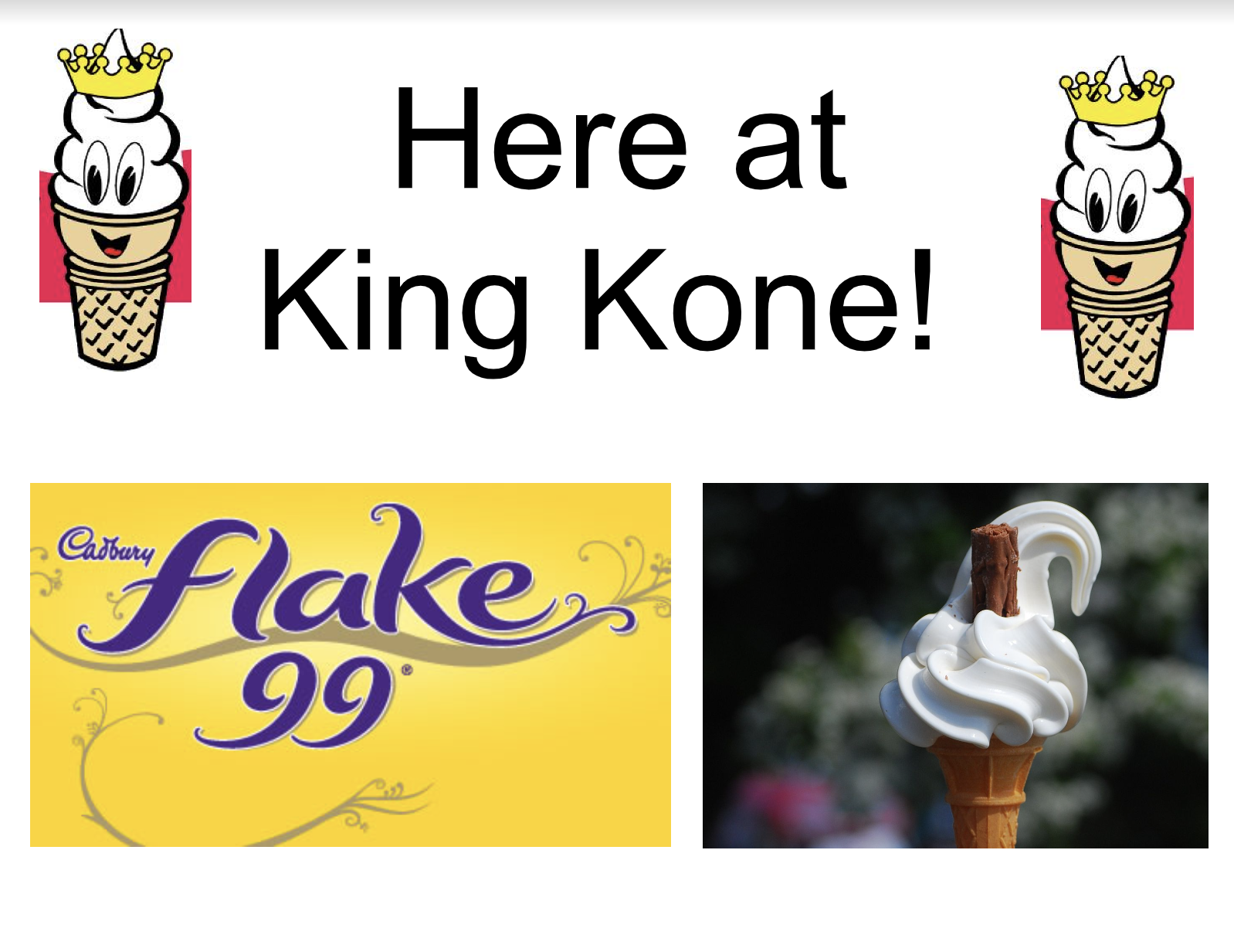 Menu King Kone